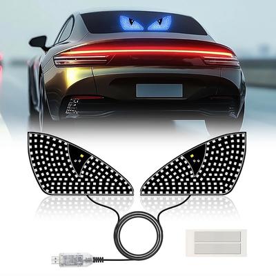 Universal Car LED Dynamic Eye Light Plug and Play Rear Window USB Plug Light Animated Eye Atmosphere Light Auto Accessories 2Pcs