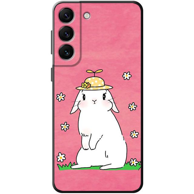Flower Love Pink Cute Rabbit Phone Case For Samsung Galaxy S22 S21 S20 Fe Ultra S10 S9 S8 Plus S10e Note 20ultra 10plus Shell