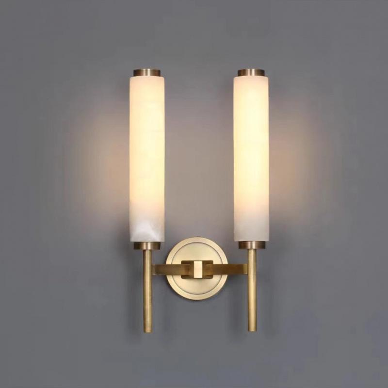Elegant All-Copper Marble Wall Lamp for Living Room, Hotel, or B&B Corridor/Bedsides