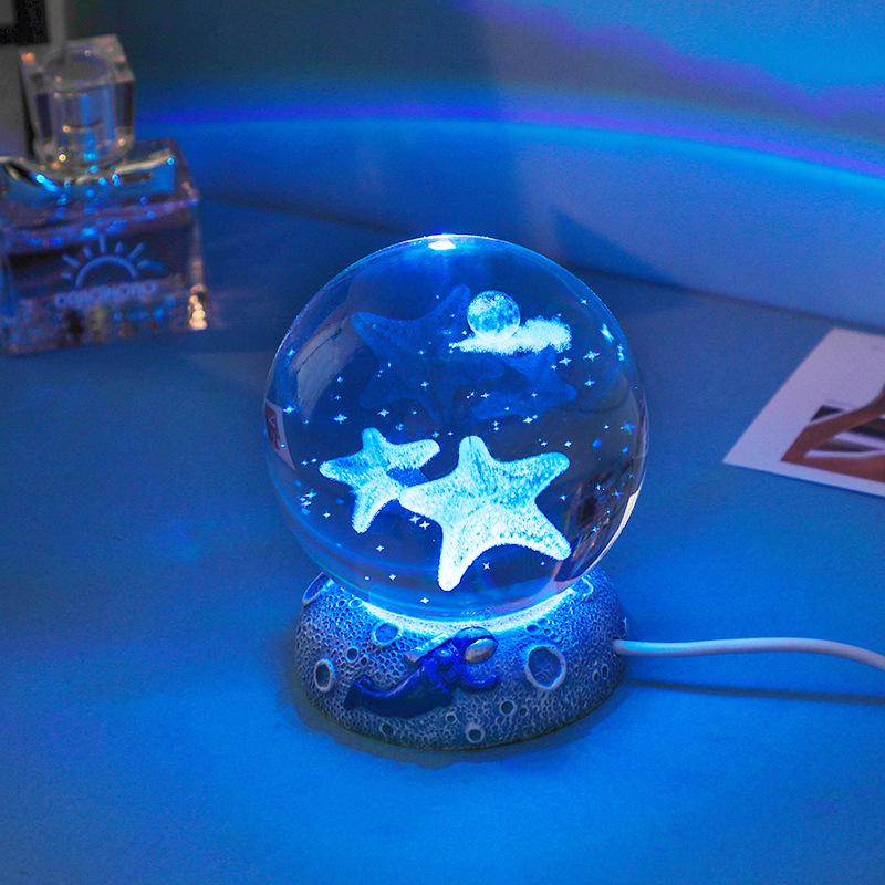 3D Crystal Ball Night Light - Creative Luminous Desktop Ornament, Perfect Gift for Boys, Students' Birthdays