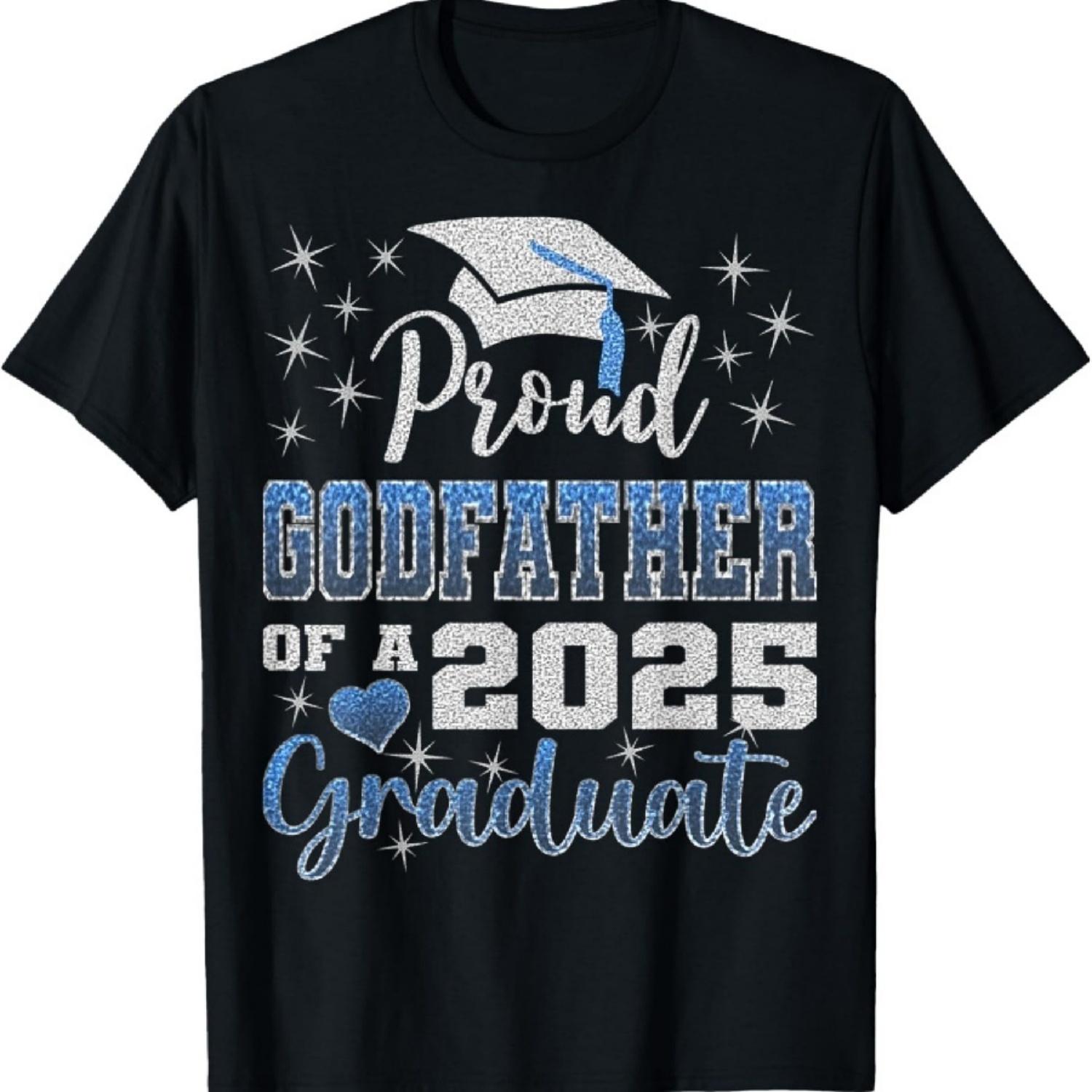 Super Proud Godfather of 2025 Graduate Awesome Family School T-Shirt S