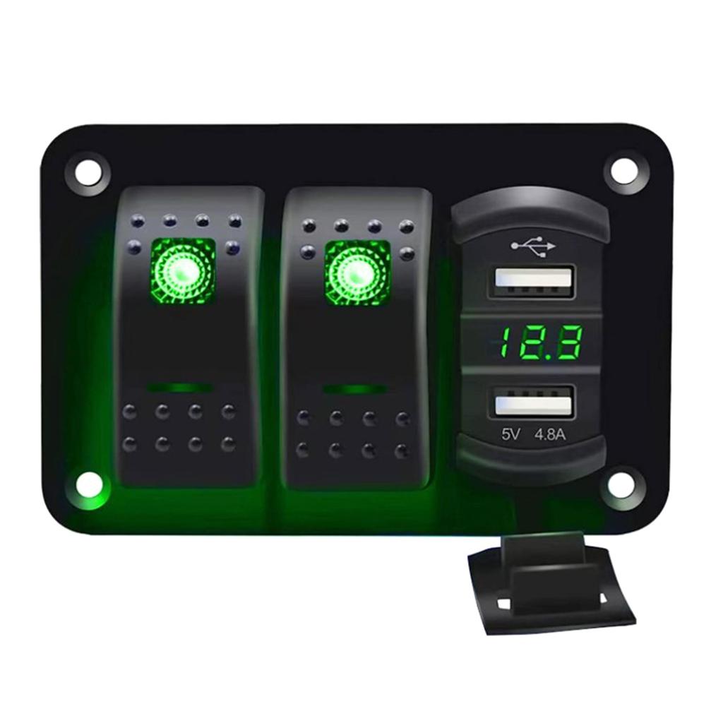 Convenient Combination CaravansPanel Switch Rockers Light Toggle LED Indicator Double USB Chargers with Fireproof Design