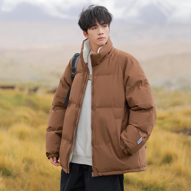 Men's 2025 Lambswool Cotton Padded Jacket - Velvet-Lined, Thick Stand Collar, Winter Warmth & Cold Protection