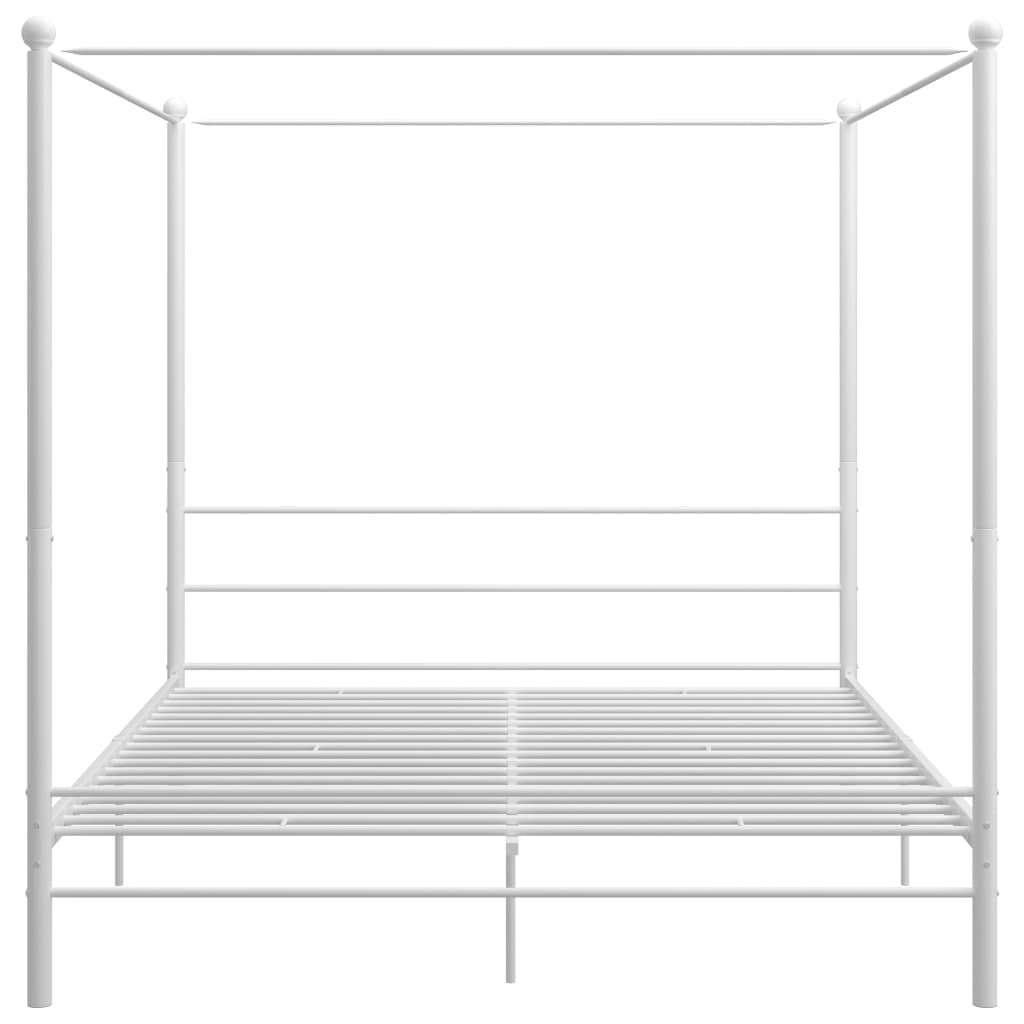 White Metal Canopy Bed 180x200 cm