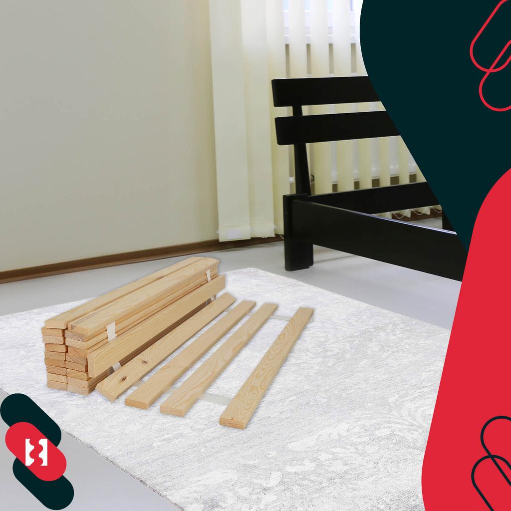 Wooden Bed Frame With Slats On A Mattress Strap 100 X 200 Cm