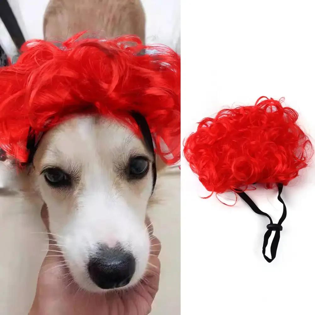 

Парики для домашних животных, реквизит для косплея, забавные собаки, кошки, шляпа для переодевания, костюмы, аксессуары для головы для Хэллоуина, рождественские товары для домашних животных