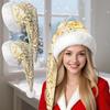 Vánoční čepice se zlatě raženým imitovaným vzorem s dlouhým okrajem Vánoční dekorační čepice pro sváteční dekorace