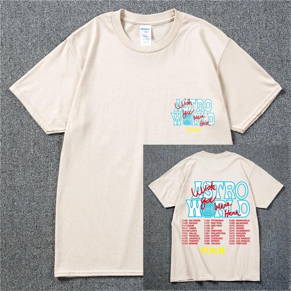 Nuova T-shirt Hip Hop Estiva Uomo Donna Cactus Jack Harajuku T-shirt WISH YOU WERE HERE Stampa Lettere Magliette Top