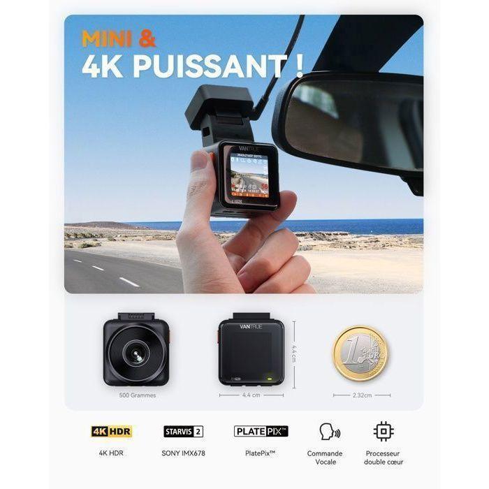 VANTRUE Element-1 PRO 4K Dashcam Car, Mini WiFi GPS On-Board Camera, French Voice Control, HDR Parking Mode