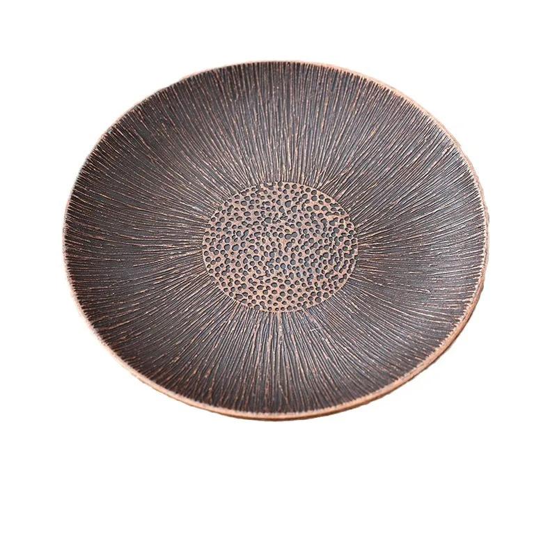 Japanese Style Antique Copper Coasters Retro Anti Scalding Heat Insulation Cup Holder Mat Pad Kung Fu Tea Ceremony Accessories