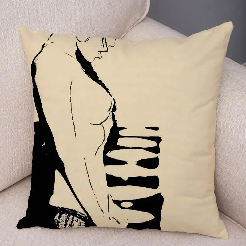 Home Decor Living Room Cartoon Sexy Lady Pillowcase Decoration Pretty Girl Ass Cushion Cover Sofa Car