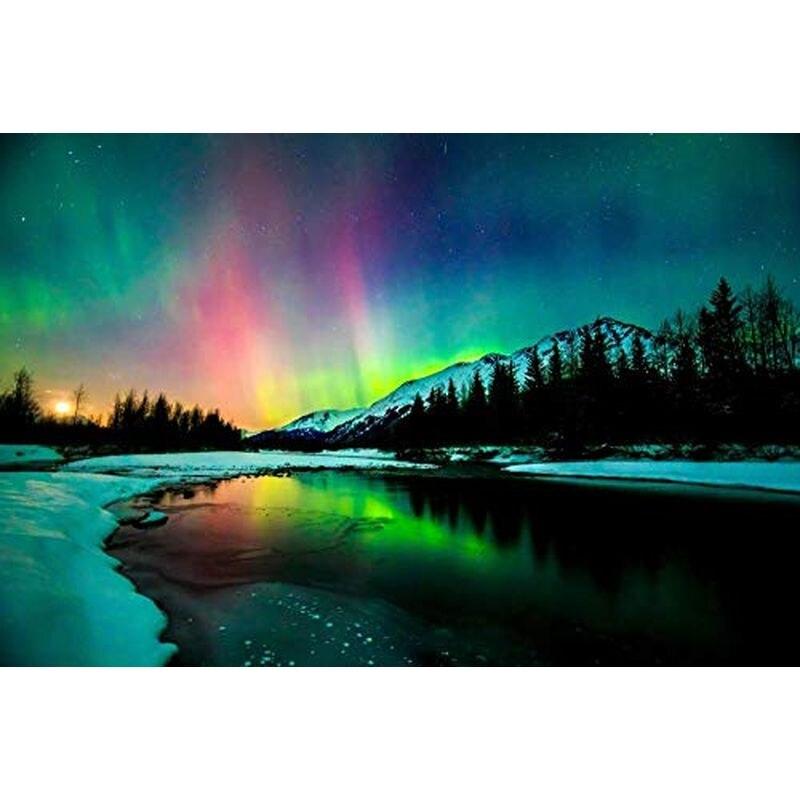 5d Diy Full Round Diamond Painting Embroidery Mosaic Aurora Polaris Landscape Home Decoration Gift Handicraf