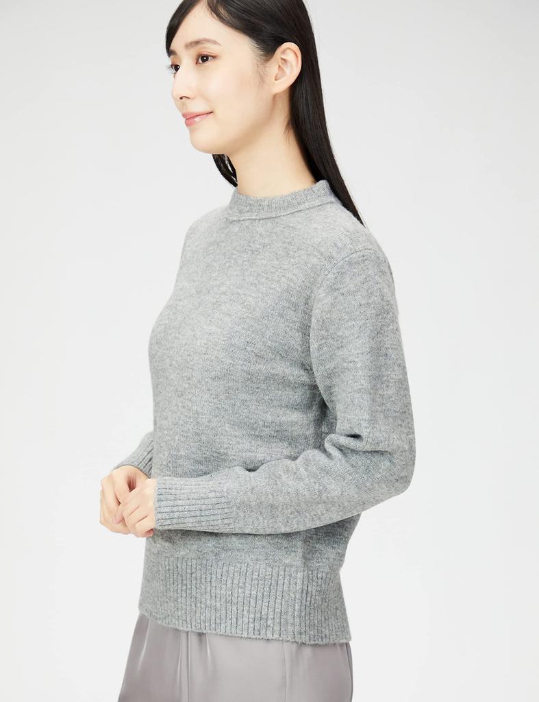 Mila Owen Crew Neck Compact Knit Gray Pullover, 09WNT225015, Women's,