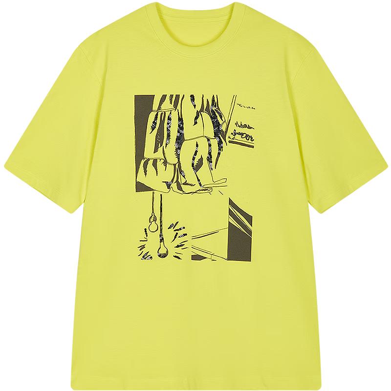 JNBY 2025 Autumn Comic Print Cotton Short Sleeve T-Shirt