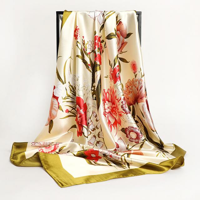 Women Silk Square Scarf Lady Bandana Head Wrap Shawl Satin Foulard Female Large Hijab Neckerchief Scarves Pashmina 2021 Headband