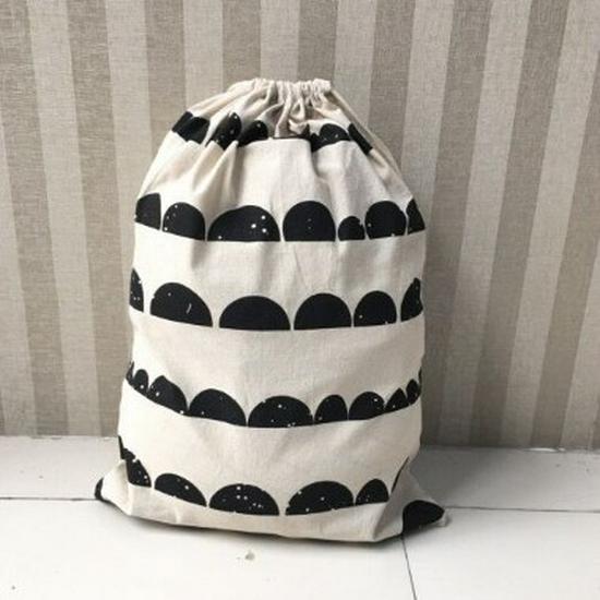 Custom Logo Cotton Drawstring Canvas Pouch - Clothes Storage Linen Bag