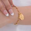 Vnox Rosary Bracelet with Easter Card, Gold Sliver Color Stainless Steel Religious Cross Virgin Mary Prayer Bracelets for Women