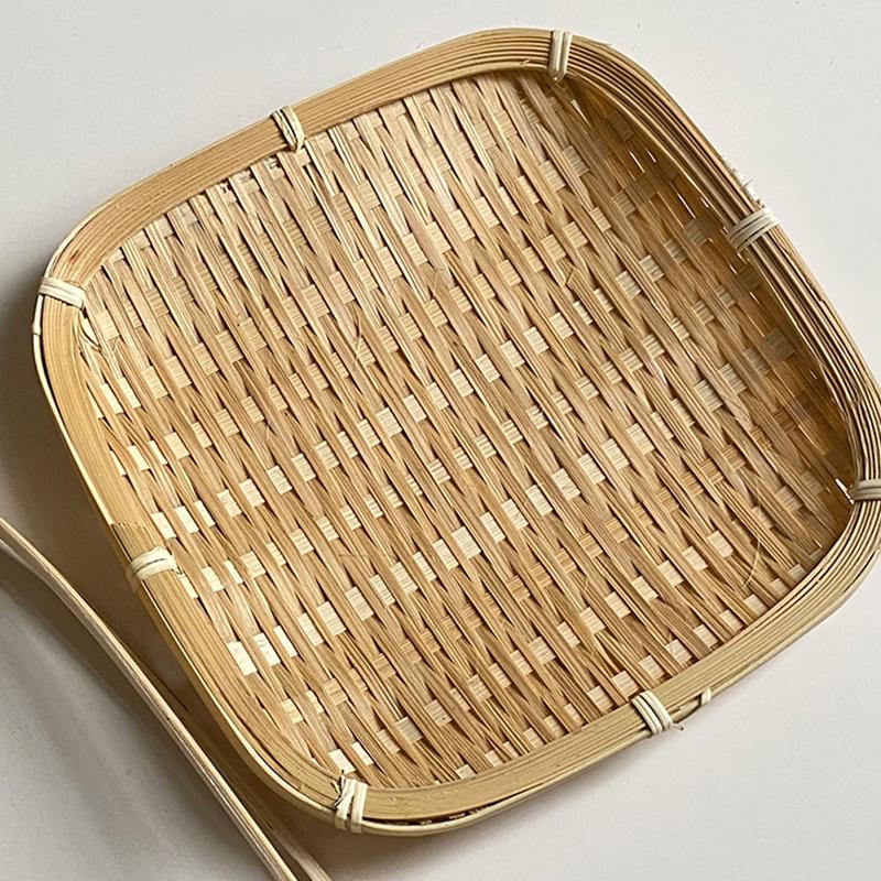 Multi-Function Bamboo Woven Basket 1/2/3 Layers Fruit Vegetable Storage Basket Durable Handwoven Standing Tray For Kitchen