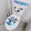 Bathroom Decoration Decal, Toilet Seat Cover Sticker Swimming Little Penguin Toilet Sticker, Self-adhesive Waterproof
