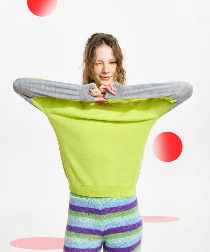 Seunoya 26Ss Wool Wholegarment Two-Way Color Pop Pullover