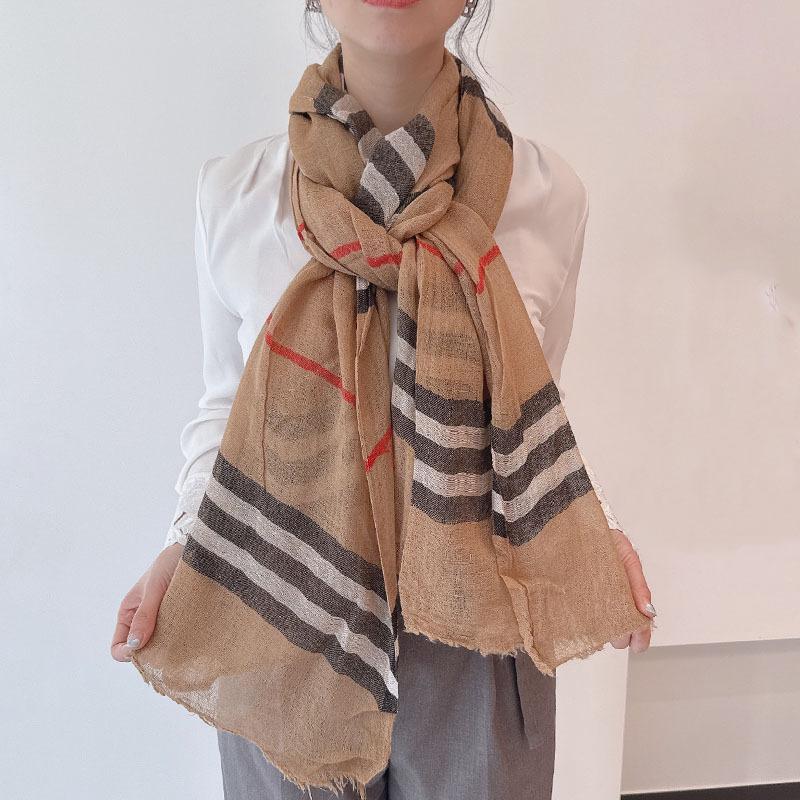 

French Retro Wool Acrylic Long Scarf Women s Classic Striped Maillard Medium Thick Shawl Fashion Trend 200-82cm