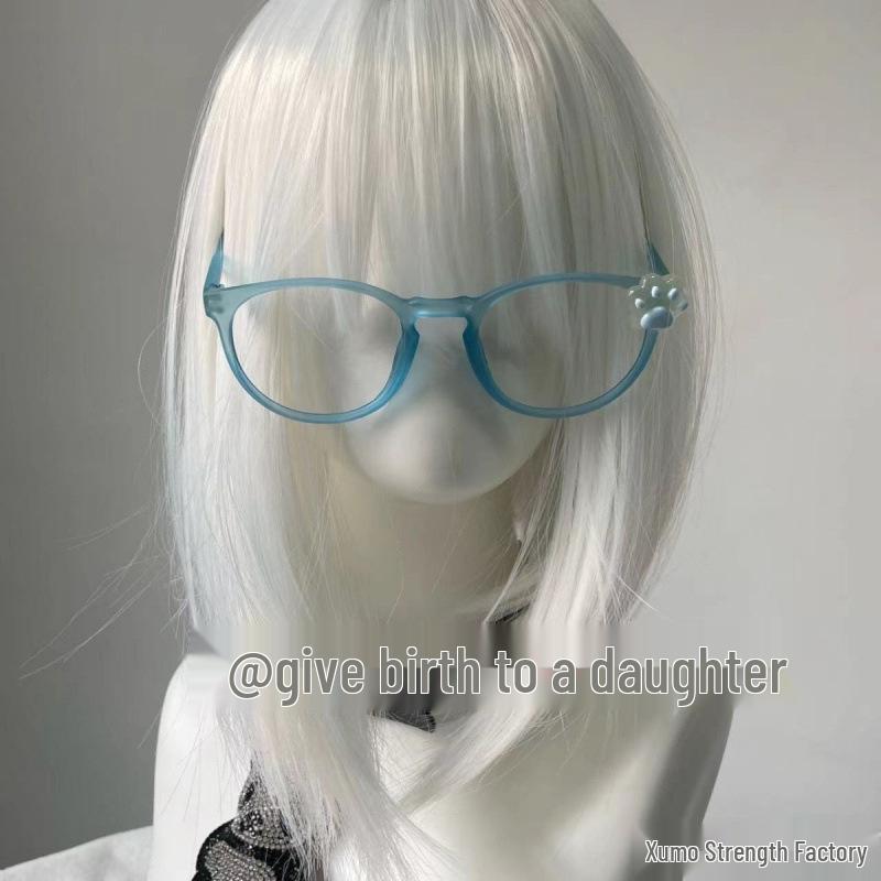 Süßer Rosa Aquarell Katzenpfoten Brillenrahmen - Moe Stil, Semi-Titanium Clip-On, Betont Gesichtszüge für Fotos