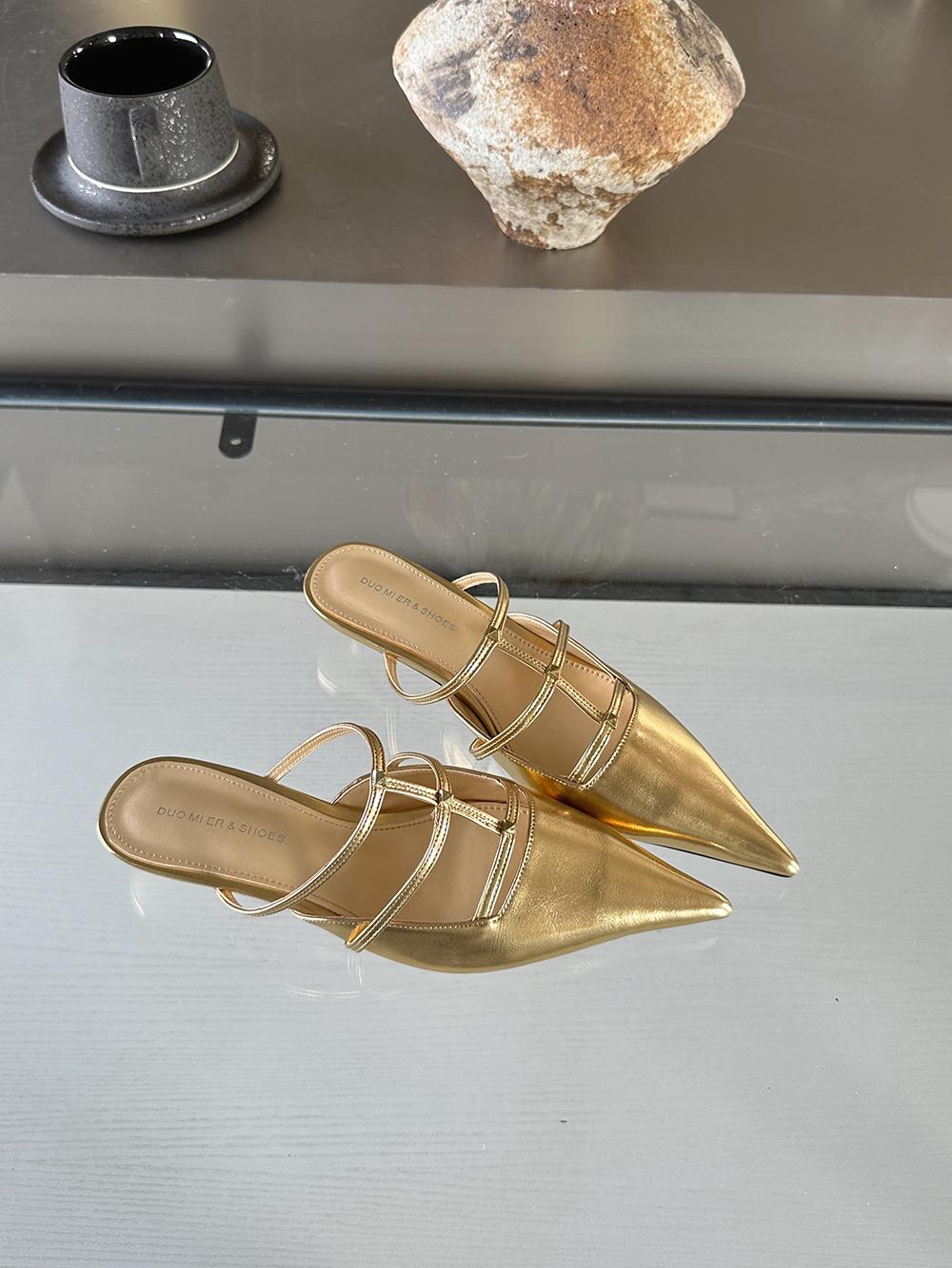 мода Модные женские тапочки с острым носком Летние уличные туфли-мюли Тонкие туфли — фото 8