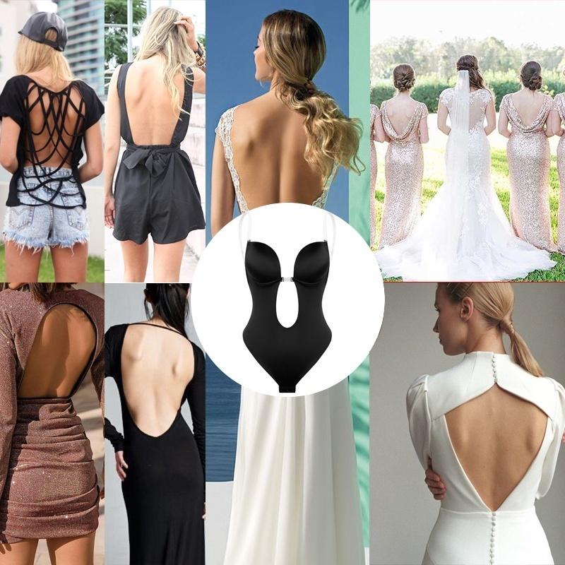 Women's Deep V One-piece Underwear Bra with Steel Ring Back Tube Top Full Body Shaper