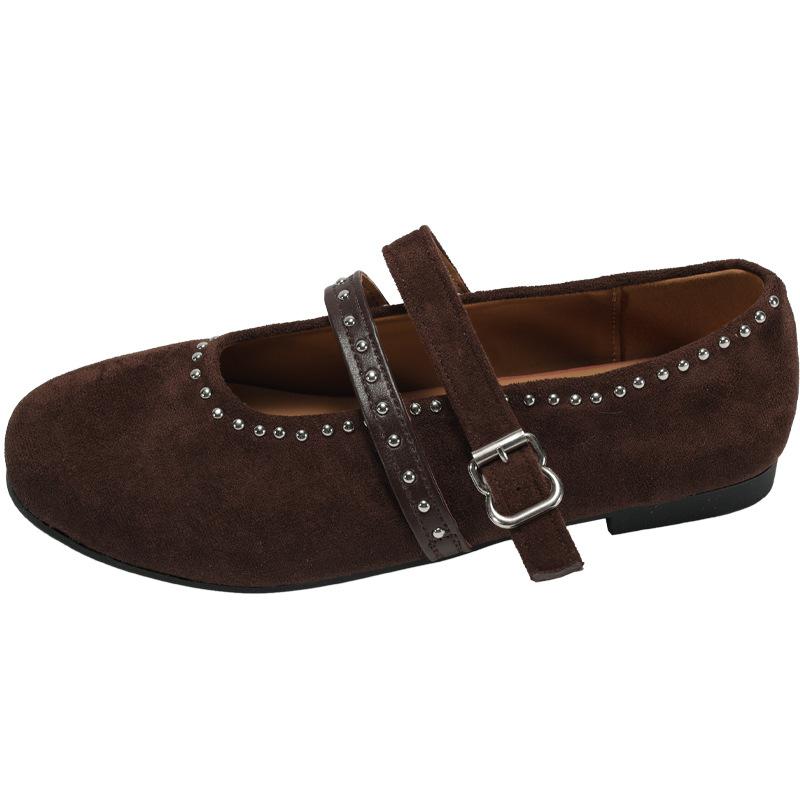 Queen Fan retro French flat-bottomed shallow mouth single shoes women's 2025 new autumn skirt soft-soled Mary Jane shoes