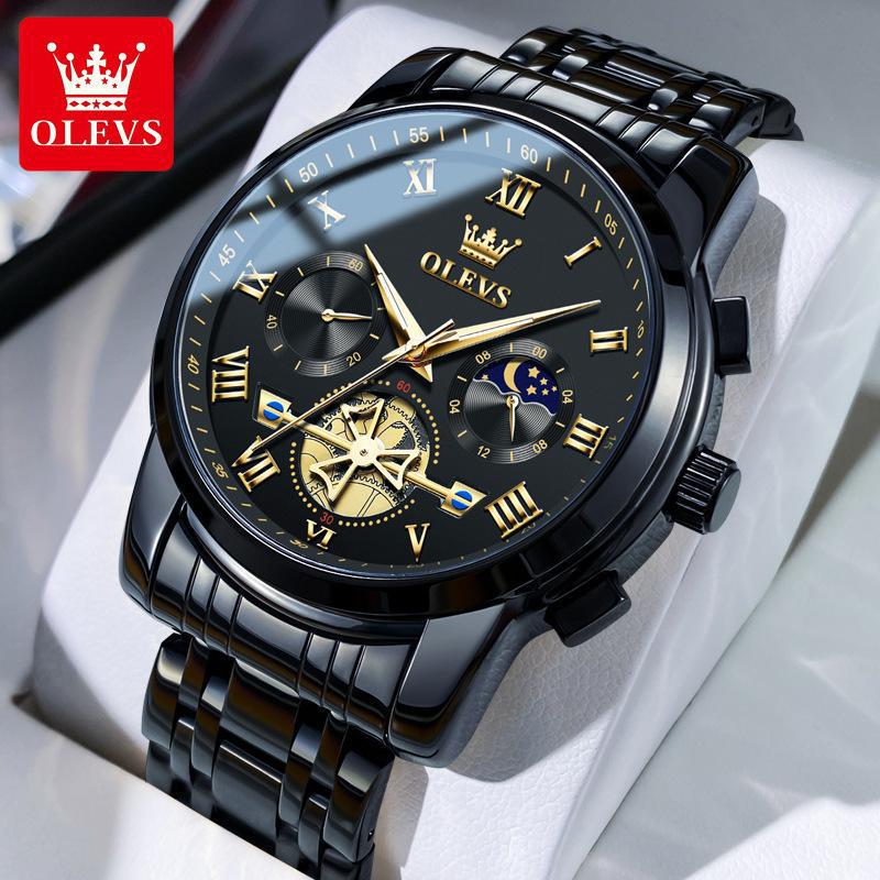 Мужские многофункциональные светящиеся водонепроницаемые кварцевые часы с хронографом Oulishi