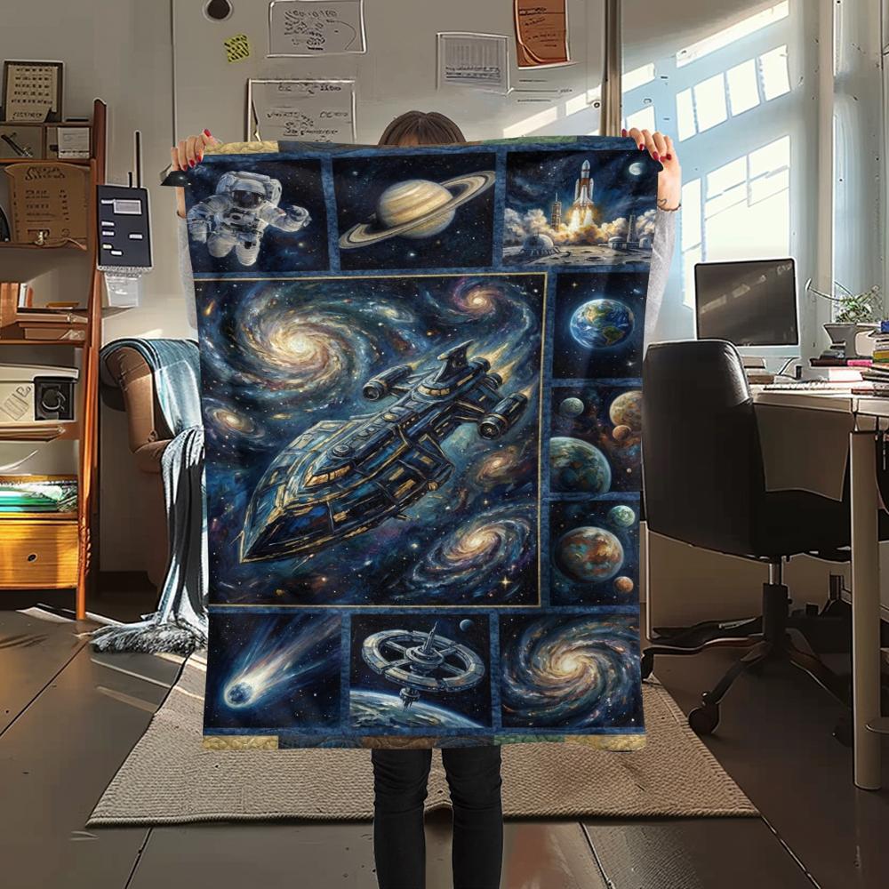 1 Stück Flanelldecke mit Weltraum-Print, Hohe Qualität, Bequem für alle Jahreszeiten, Heimdekoration, Wärme und Komfort, Perfekt für Weihnachtsgeschenke W159