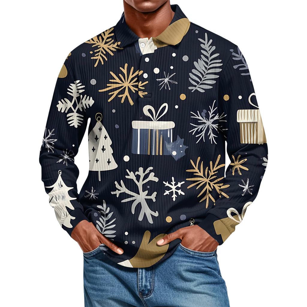 Men's Casual Style Solid Color Loose  Shirt Long-sleeved Top