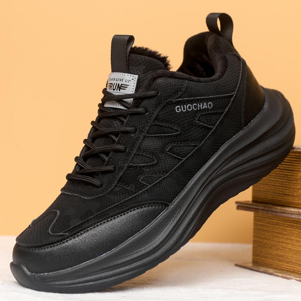 Winter New Velvet Thickened Wide-headed Men's Shoes Lightweight Running Shoes Men's Warm Cotton Shoes Non-slip and Waterproof Men's Cotton Shoes