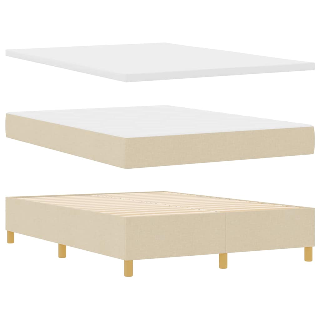 Box Spring Bed with Mattress Cream 160 x 200 cm Fabric