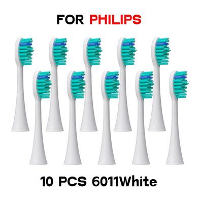10PCS Toothbrush Heads Replacement for Philixs HX3/HX6/HX9 Vacuum Sonic Electric Toothbrush Soft DuPont No Metal Nozzles
