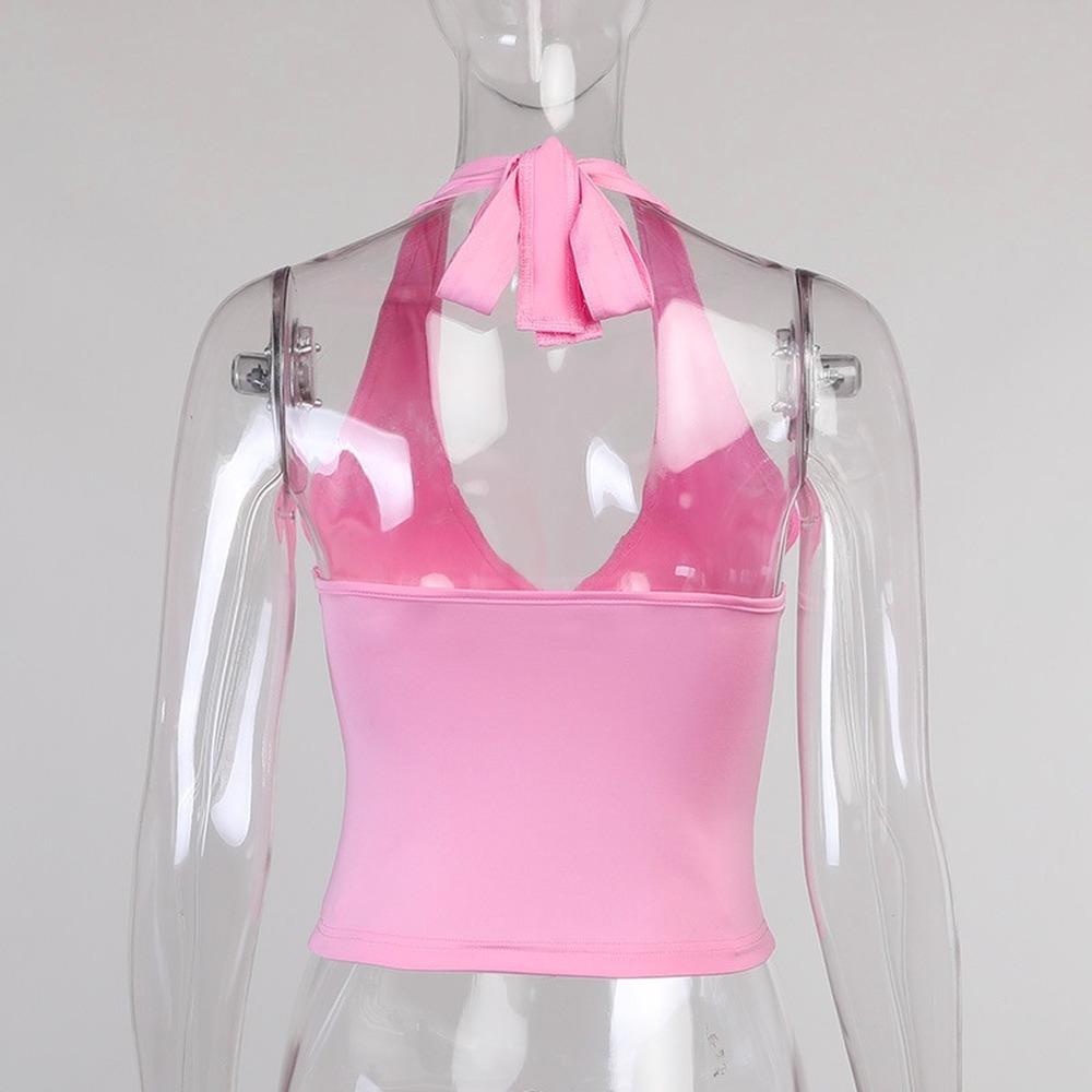 Kobiety Halter Camisole Damski podkoszulek z dekoltem w kształcie litery V Seksowne czołgi Obcisły gorset bez pleców Femme Topy