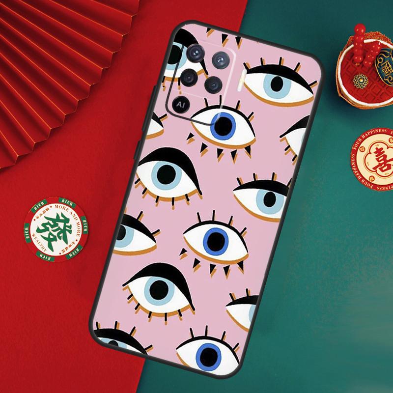 Lucky Eye Blue Evil Eye Print Case For Oppo A6 A5 Pro A15 A18 A38 A58 A78 A98 A54 A74 A94 A17 A57 A80 A60 A40 A16 A76 A96