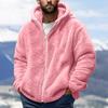 Men's Fashion Solid Color Patchwork Sweatshirt Loose Double-sided Velvet Warm Jacket Zipper Outerwear