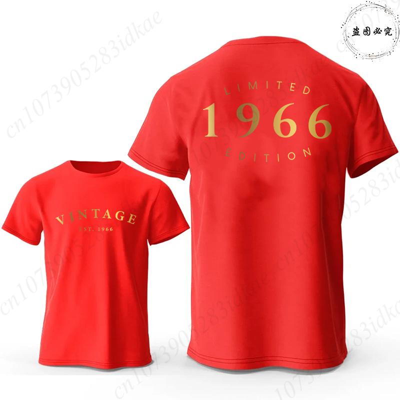 Vintage Est 1966 Limited Edition 60th Birthday Tees Mens Oversized O Neck Short Sleeve Tshirts Fashion Graphic Male Clothing