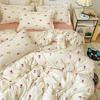 Ins Duvet Cover Set Floral Single Double Queen Size Flat Sheet Pillowcase No Filler Home Decor Girl Soft Bedding Set