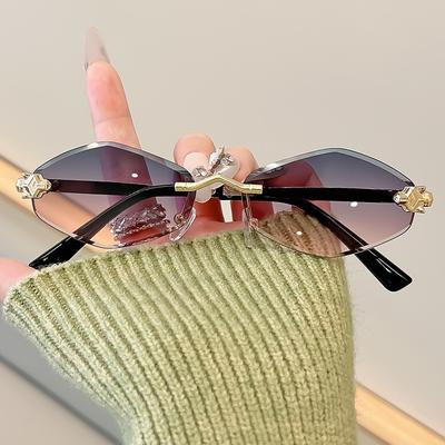 Fashion Small Polygonal Sunglasses For Women Luxury Brand Brown Rhombus Sun Glasses Woman Vintage Metal Shades Eyewear