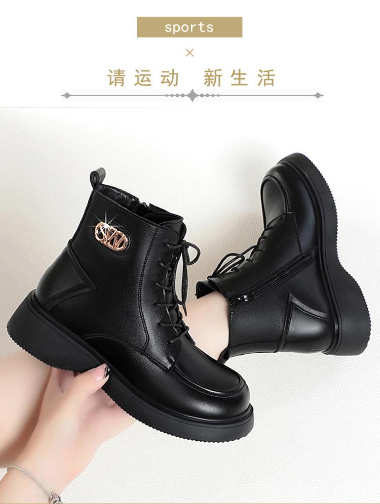 Martin boots women's British style, new autumn and winter single boots soft leather flat leather shoes black boots platform short boots