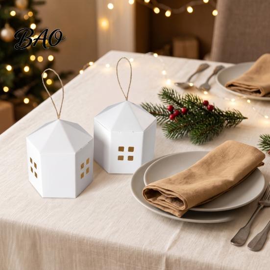 Party Supplies for Guests 10PCS House Shaped Candy Boxes with Lanyard, DIY Decorative Cardboard Hollow Window Gift Treat Containers, Small Item