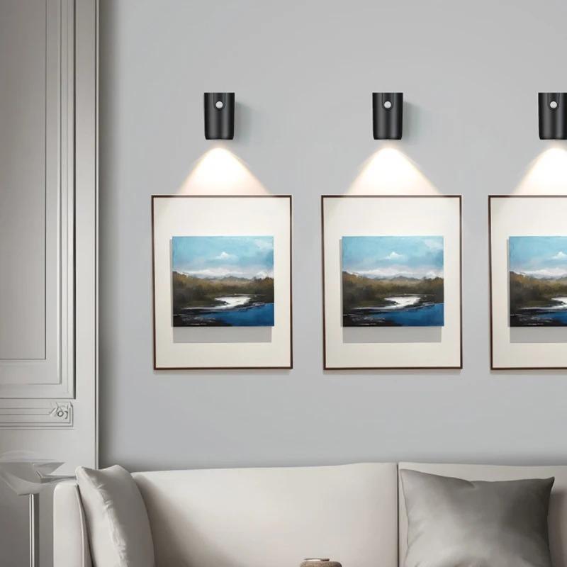 LED Motion Sensor Wall Light Magnetic Mounted USB Rechargeable Night Lamp Dimmable Ambient Lighting for Hallway Stairs Bedroom