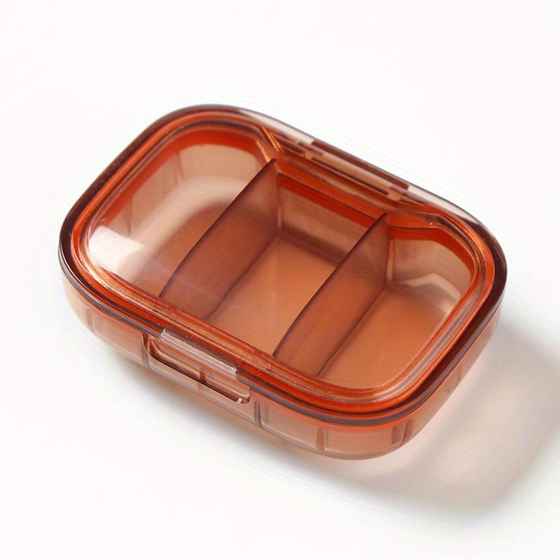 1pc 3-Compartment Waterproof Pill Organizer Box Portable Mini Plastic Medicine Case Dustproof Compact Storage