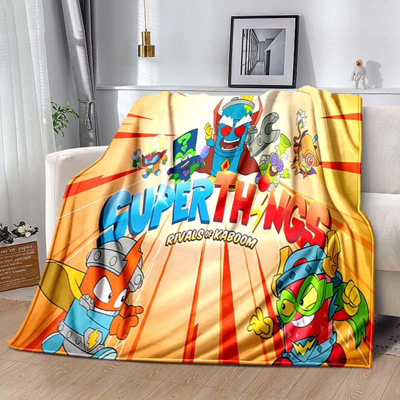 1pc Blanket Superthings3 Print Design, Lightweight Blanket for Sofa, Bed- Soft &Warm, Gift for All Seasons like Christmas, Halloween