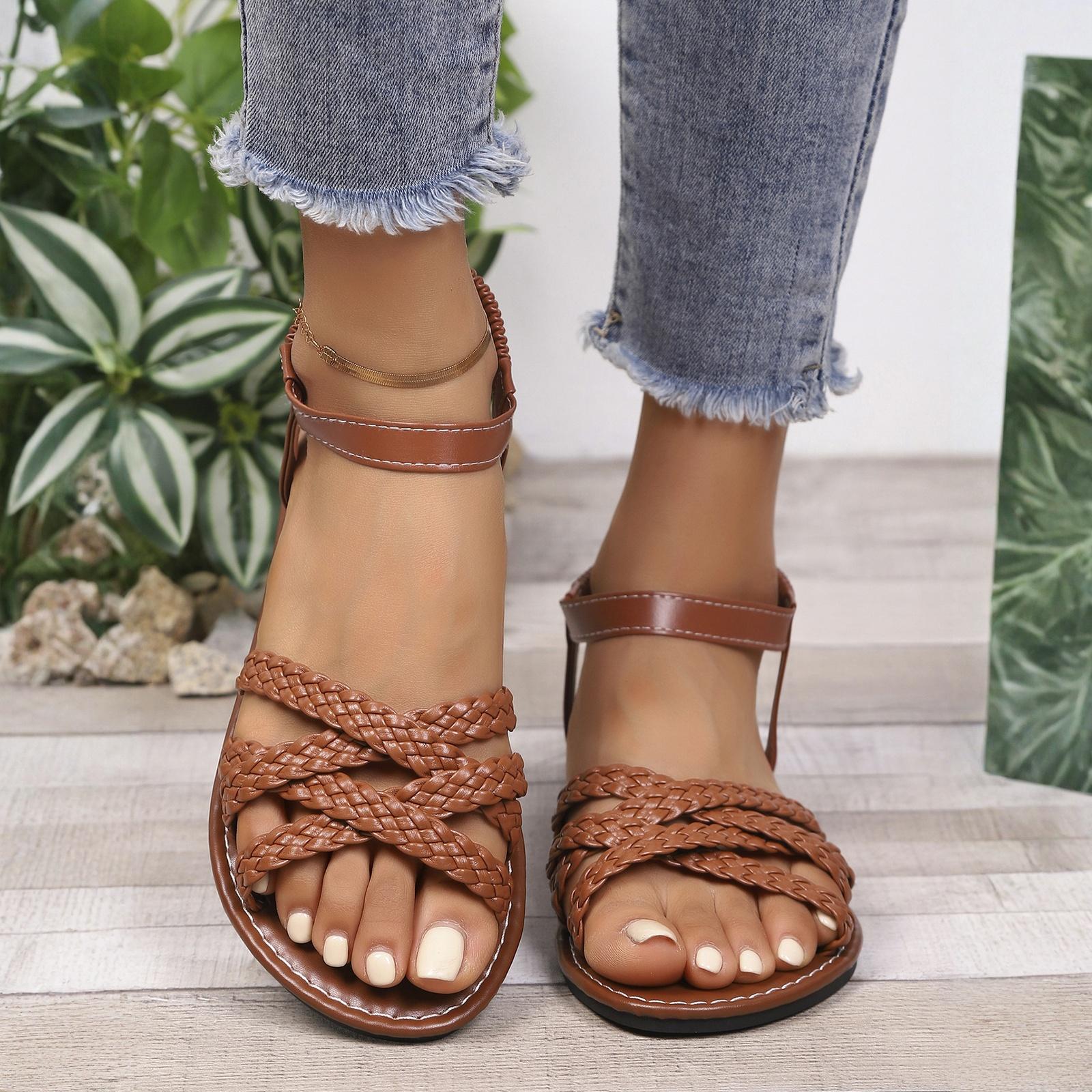 

Women s Bow Tie Flat Beach Sandals Vacation Open Toe Thong Sandals Summer Slides Shoes 40 коричневий