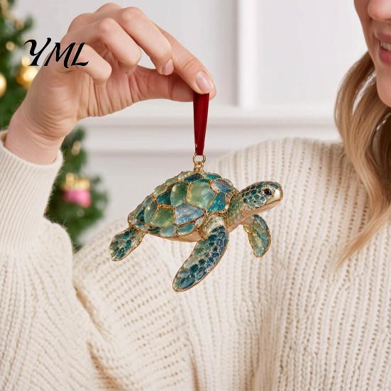 Decorative Glass Look Ornaments Sea Christmas Ornament, Coastal Turtle Whale Shark Octopus Modern Wall Hanging Decor Tree Decoration, Ocean-Inspired