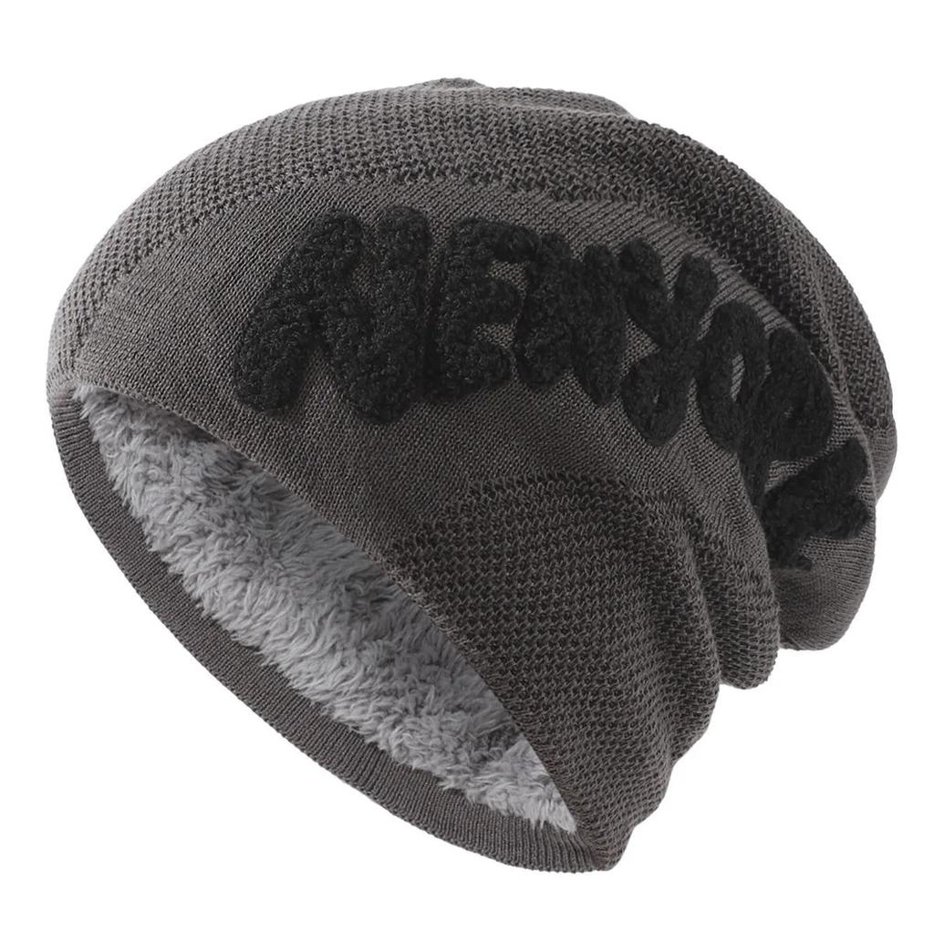 Unisex Fashion NEW YORK Letter Beanie Hat  Men & Women Plush Fur Lined Thick Warm Ski Winter Hat