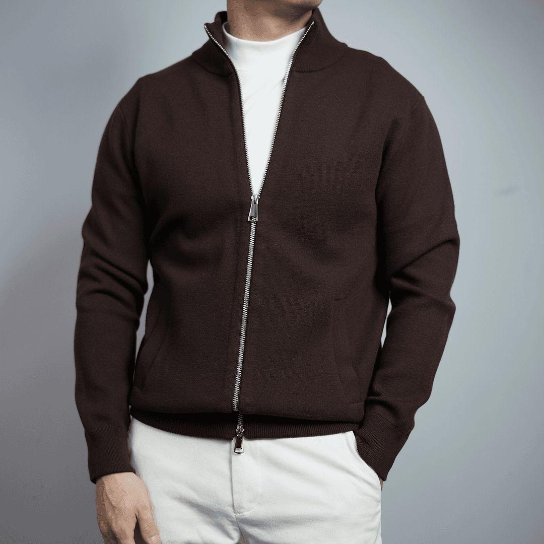 

Men s 2025 Thickened Lapel Jacket - Casual Zipper Cardigan with Long Sleeves M кавовий